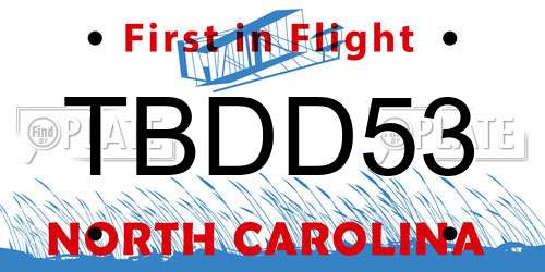 TBDD53 North Carolina License Plate
