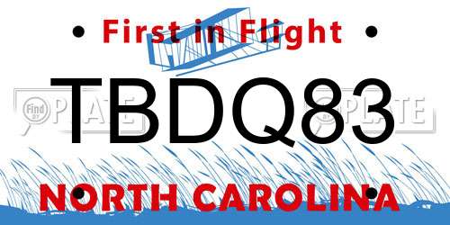 TBDQ83 North Carolina License Plate
