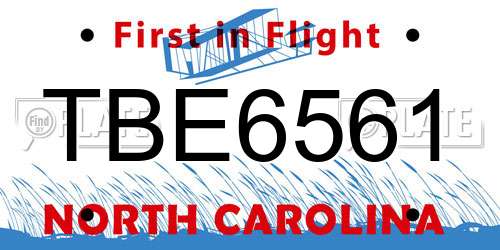 TBE6561 North Carolina License Plate