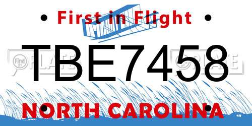 TBE7458 North Carolina License Plate