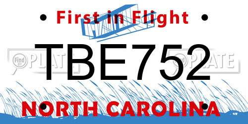 TBE752 North Carolina License Plate