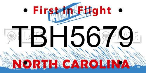 TBH5679 North Carolina License Plate