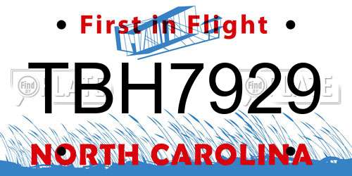 TBH7929 North Carolina License Plate