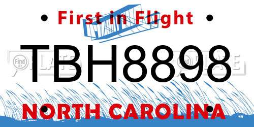 TBH8898 North Carolina License Plate
