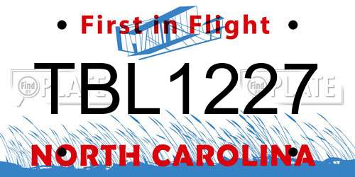 TBL1227 North Carolina License Plate
