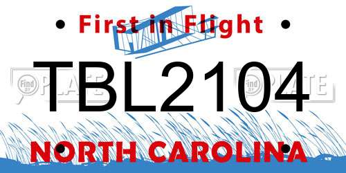 TBL2104 North Carolina License Plate