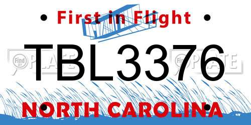 TBL3376 North Carolina License Plate