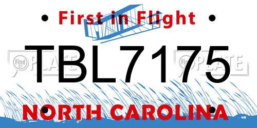 TBL7175 North Carolina License Plate