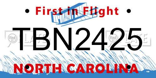 TBN2425 North Carolina License Plate