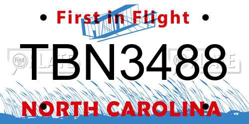 TBN3488 North Carolina License Plate