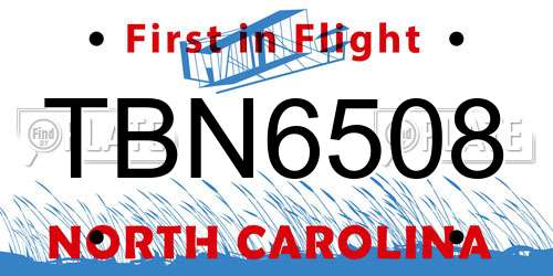TBN6508 North Carolina License Plate