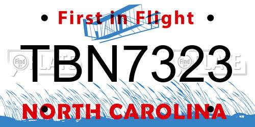 TBN7323 North Carolina License Plate