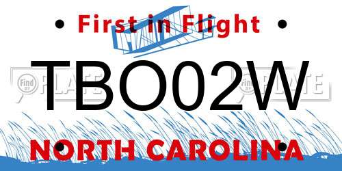TBO02W North Carolina License Plate