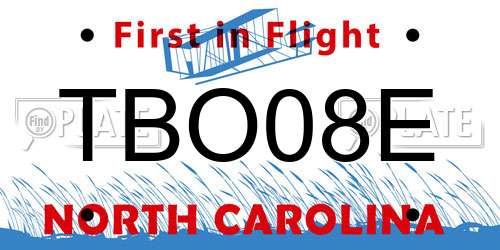TBO08E North Carolina License Plate