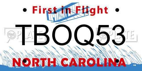TBOQ53 North Carolina License Plate
