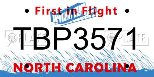 TBP3571 North Carolina License Plate