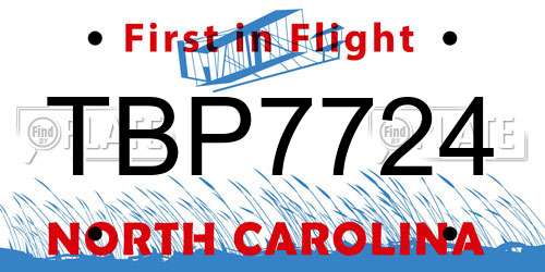 TBP7724 North Carolina License Plate