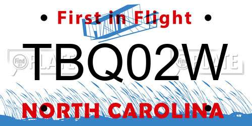 TBQ02W North Carolina License Plate