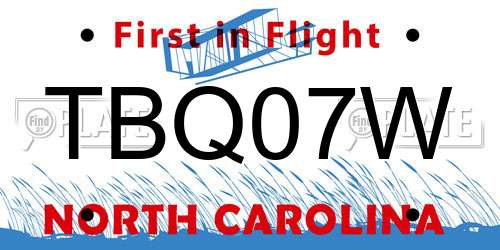 TBQ07W North Carolina License Plate