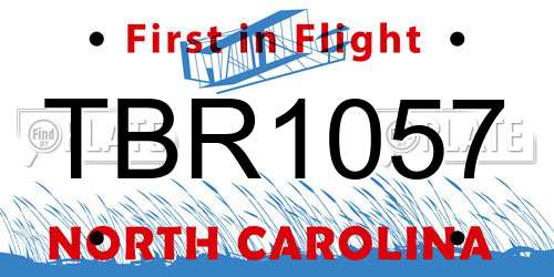 TBR1057 North Carolina License Plate