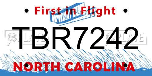 TBR7242 North Carolina License Plate
