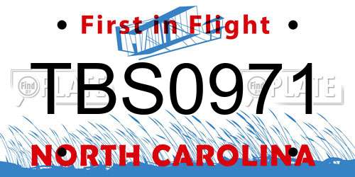 TBS0971 North Carolina License Plate