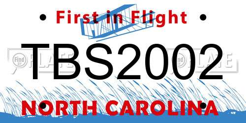 TBS2002 North Carolina License Plate