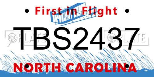 TBS2437 North Carolina License Plate