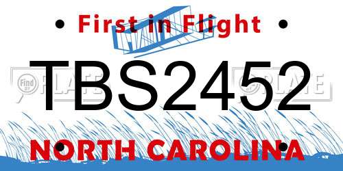 TBS2452 North Carolina License Plate