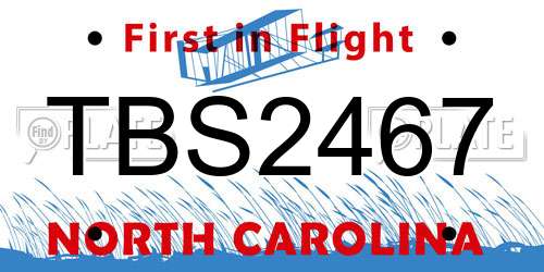 TBS2467 North Carolina License Plate