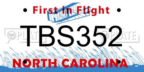 TBS352 North Carolina License Plate