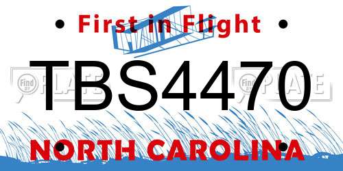 TBS4470 North Carolina License Plate