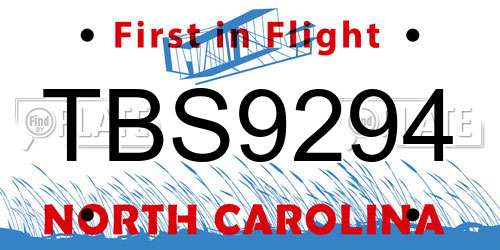 TBS9294 North Carolina License Plate