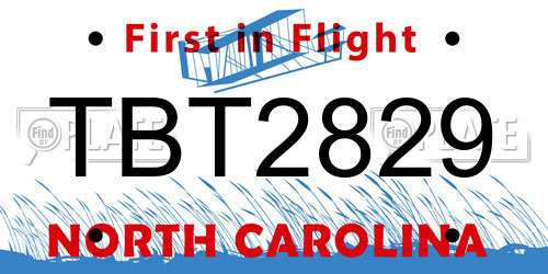 TBT2829 North Carolina License Plate