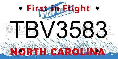 TBV3583 North Carolina License Plate