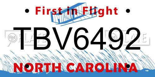 TBV6492 North Carolina License Plate