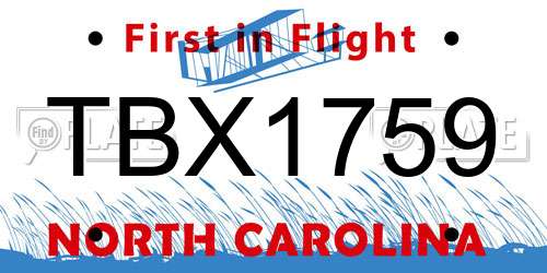 TBX1759 North Carolina License Plate