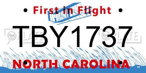 TBY1737 North Carolina License Plate