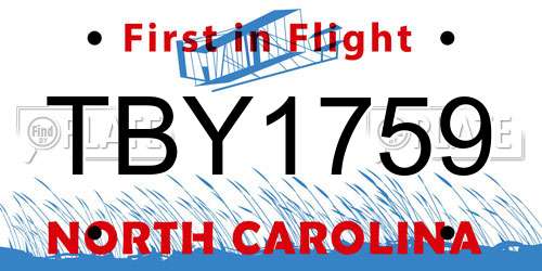 TBY1759 North Carolina License Plate