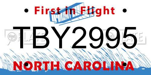 TBY2995 North Carolina License Plate