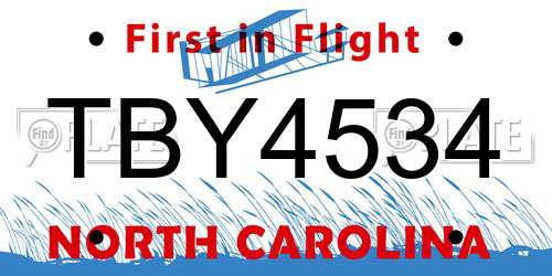 TBY4534 North Carolina License Plate