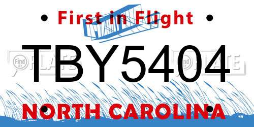 TBY5404 North Carolina License Plate