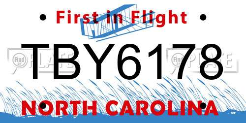 TBY6178 North Carolina License Plate