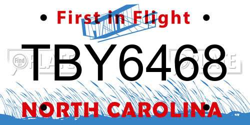 TBY6468 North Carolina License Plate