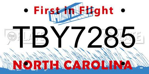 TBY7285 North Carolina License Plate