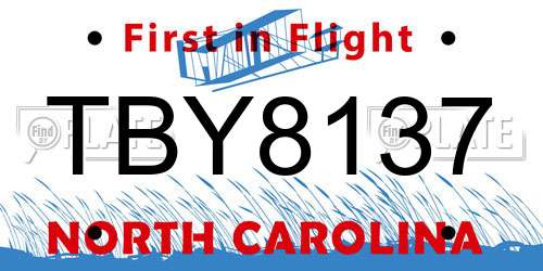 TBY8137 North Carolina License Plate