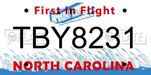 TBY8231 North Carolina License Plate