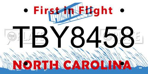 TBY8458 North Carolina License Plate