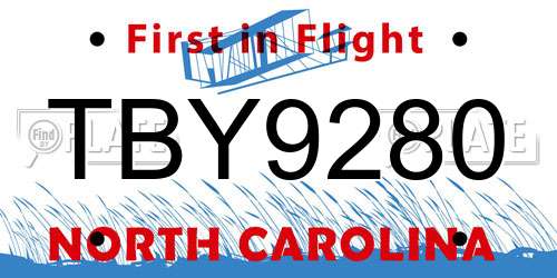 TBY9280 North Carolina License Plate
