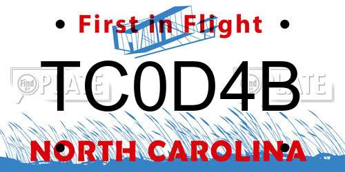 TC0D4B North Carolina License Plate